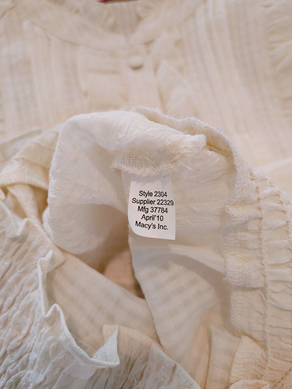 Ivory Cream Semi-Sheer Ruffle Blouse - Picture 6 of 6